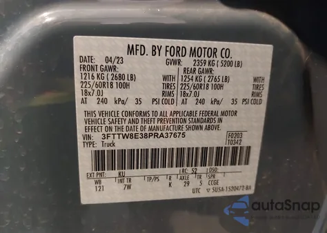 2023 Ford Maverick Xlt from USA, damaged, VIN 3FTTW8E38PRA37675